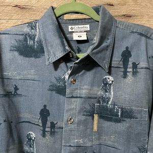Columbia Denim Button down Hunting Theme shirt